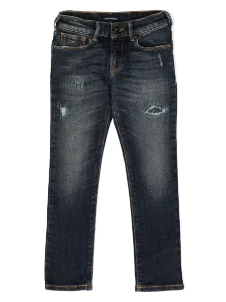 Jeansy straight leg dziecięce Emporio Armani niebieskie