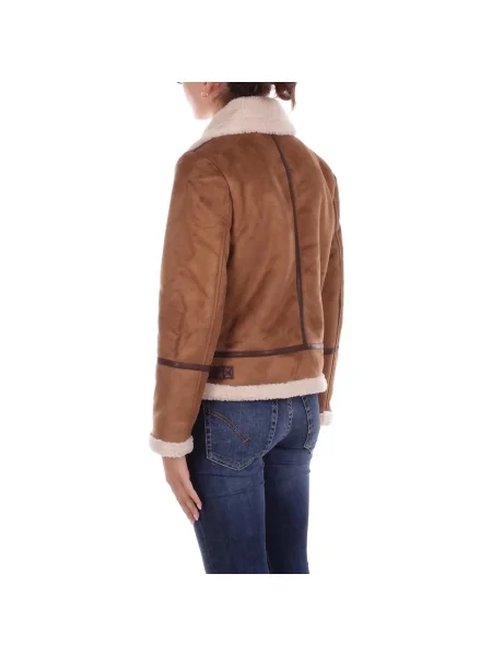 LAUREN RALPH LAUREN Bunda z imitácie kože hnedá
