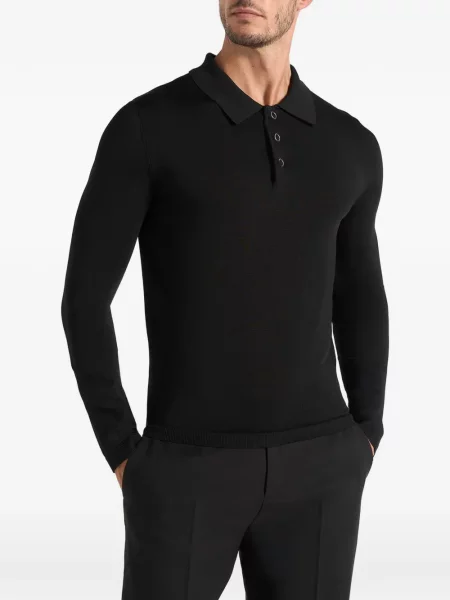 Lung tricou polo Manière De Voir tricotate negru