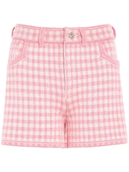 Pantaloni scurți Barrie din cașmir în carouri roz