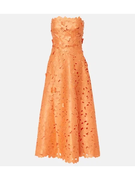 Sukienka Costarellos koronkowa garniturowa pomarańczowa