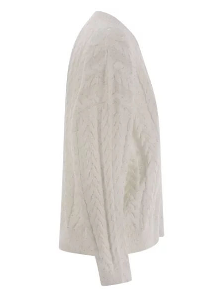 Sweter Brunello Cucinelli pleciony biały