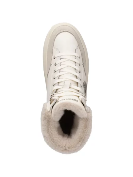 Γούνινο τελείωμα sneakers Blauer με κορδόνια με δαντέλα λευκό