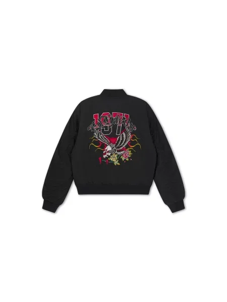Ed Hardy Prechodná bunda Gothic Flaming Eagle žltá / krvavo červená šedobiela čierna