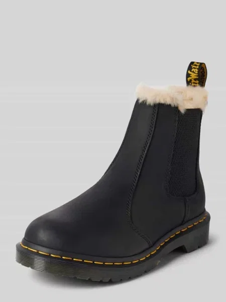 Buty chelsea ze skóry z podszewką wewnętrzną model ‘Leonore’ Dr. Martens czarne