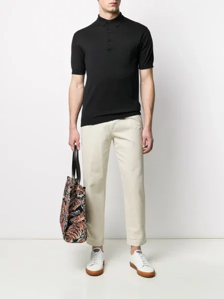 Trumpas polo marškinėliai John Smedley trumpomis rankovėmis juoda