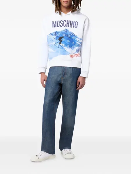 Hanorac cu glugă Moschino cu imagine alb