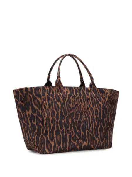 Siuvinėta shopper rankinė Ganni leopardinė ruda