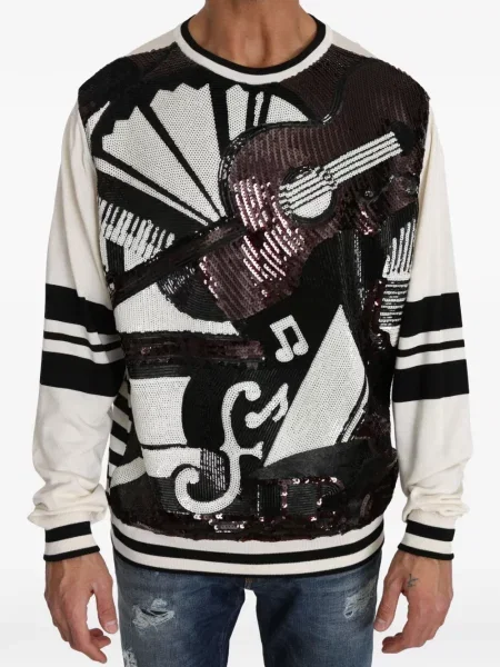 Pulover Dolce & Gabbana cu broderie negru