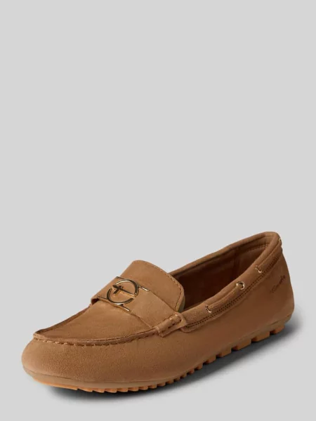 Loafersy Tamaris skórzane beżowe