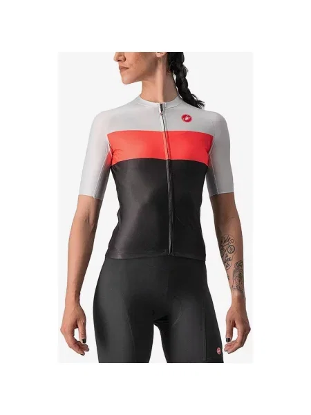Koszulka z krótkim rękawem Castelli Aero Pro Rosso Corsa czarna jasnoróżowa L biała
