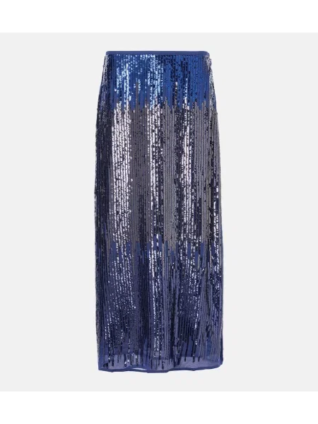 Fustă midi Rixo până la genunchi albastru