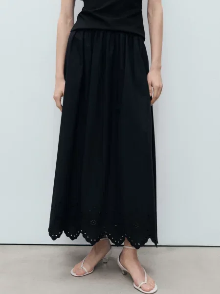 Спідниця міді MANGO чорний