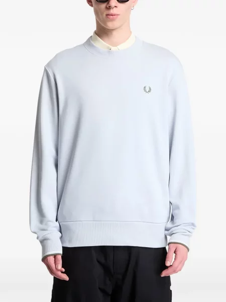 Hanorac crewneck Fred Perry cu broderie cu decolteu rotund albastru