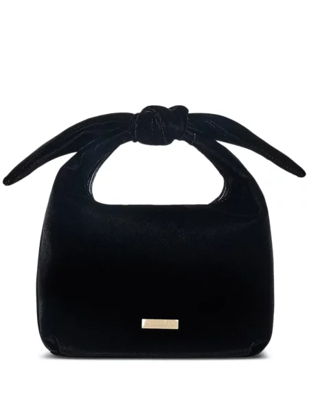 Geantă shopper Aquazzura cu funde de catifea cu legături negru