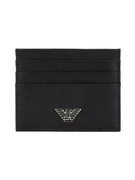 Portfel Emporio Armani skórzany z logo czarny