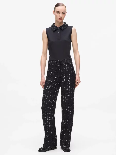 Karl Lagerfeld pantaloni drept high waist negru