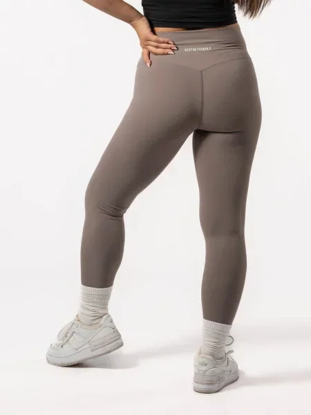 Legginsy na jogę i pilates bez przedniego szwu – piaskowy beżowe