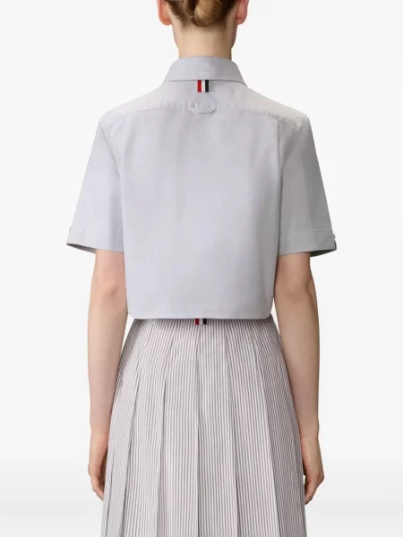 Cămașă Thom Browne din țesătură twill scurtă gri