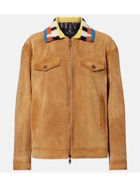 Geacă Etro din piele de căprioară maro