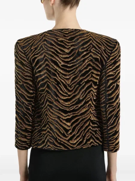 Sametová bunda Balmain s výšivkou s tygřím vzorem černá