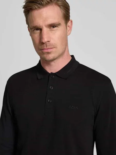 Koszulka polo o kroju regular fit z czystej bawełny model Plisy' Boss Green czarna