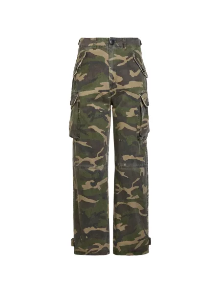 Pantaloni cargo Found cu imagine cu model camuflaj verde