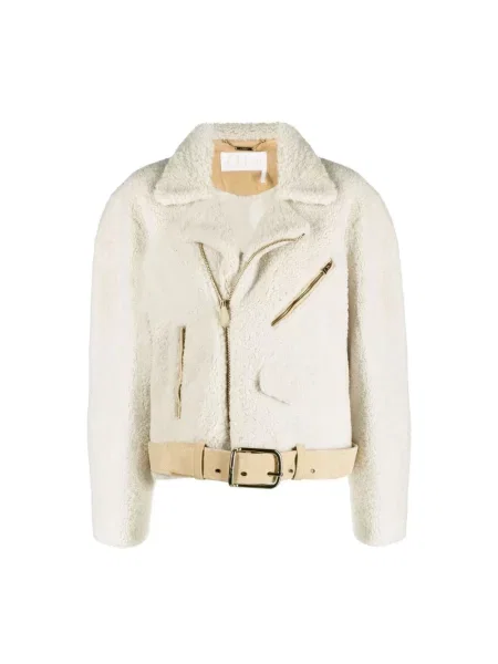 Kurtka skórzana Chloe beżowa