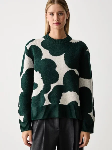 Marimekko pulover pentru femei cu lână verde