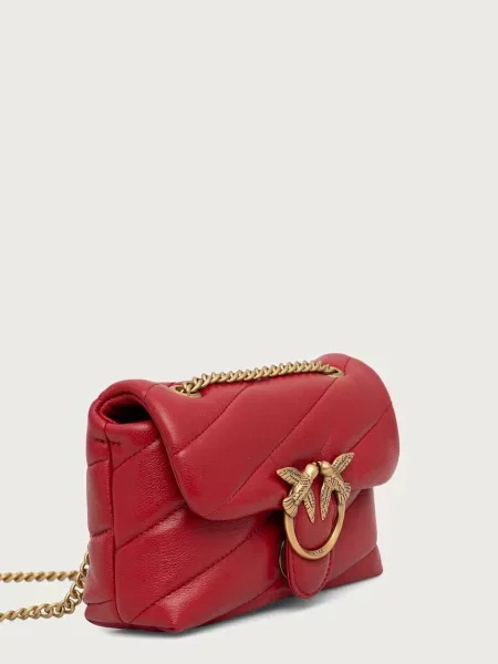 Pinko crossbody torbica usnjena rdeča