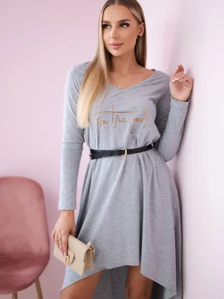 Sukienka Kesi z napisami garniturowa szara