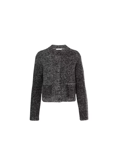 Kardigan Vince wełniany w jodełkę czarny