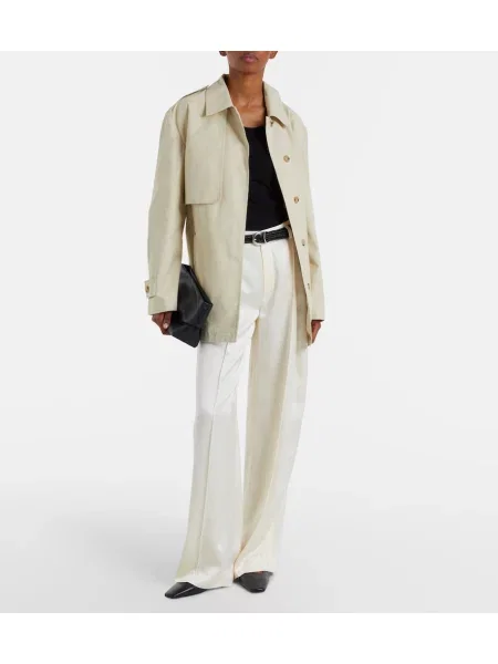 Pantaloni Vince din satin alb