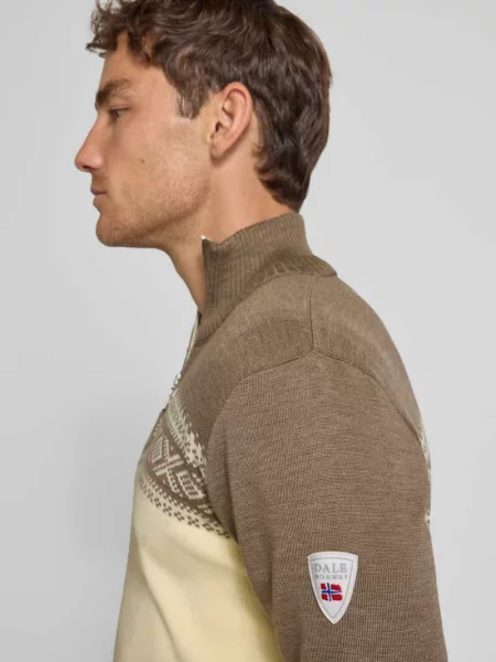 Sweter wełniany z zapinanym kołnierzem model ‘Dalestolen’ Dale Of Norway