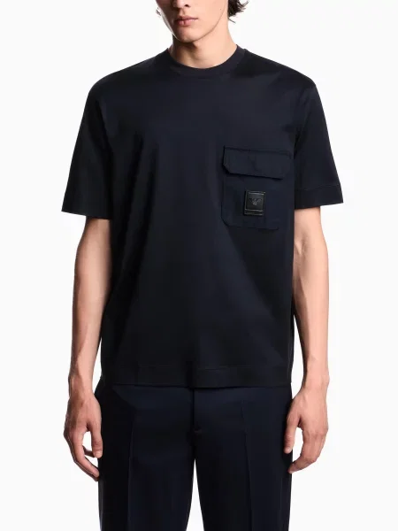 Футболка Emporio Armani из лиоцела синяя