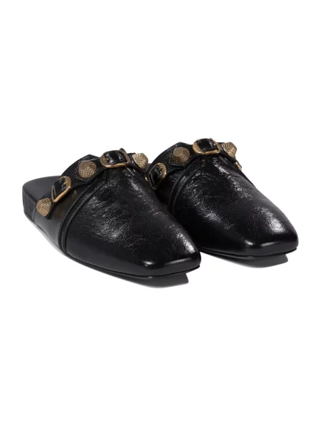 Lniane klapki Balenciaga czarne