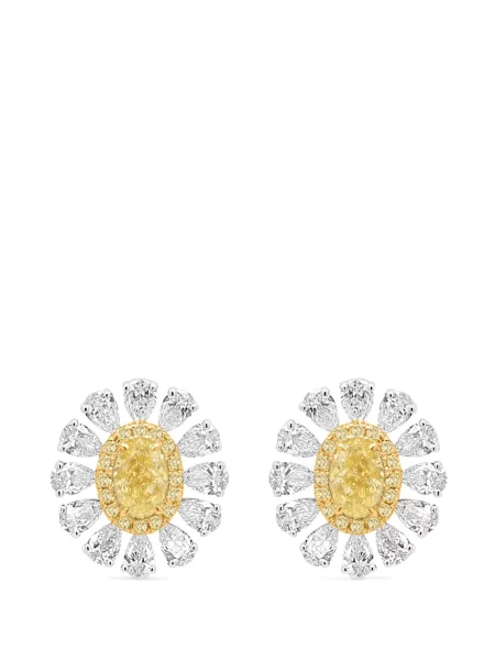 Diamant cercei Hyt Jewelry cu model floral argintiu