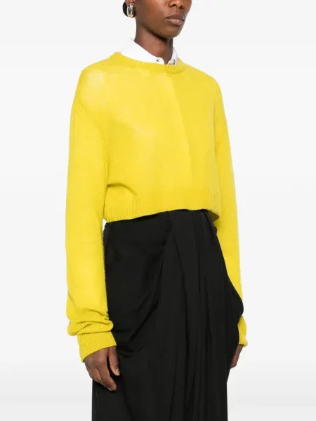 Decupat pulover Balenciaga cu decolteu rotund galben