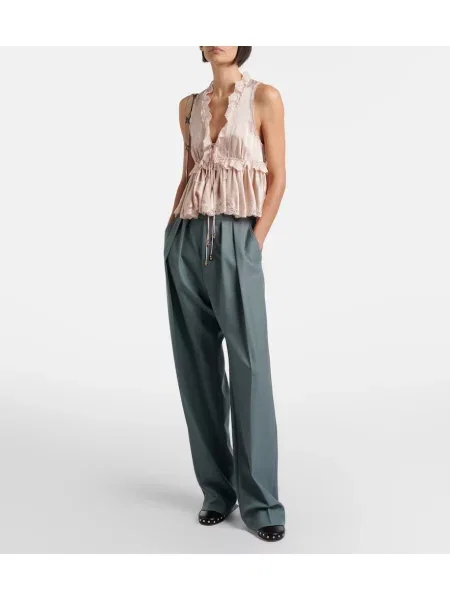 Pantaloni Chloé de lână verde