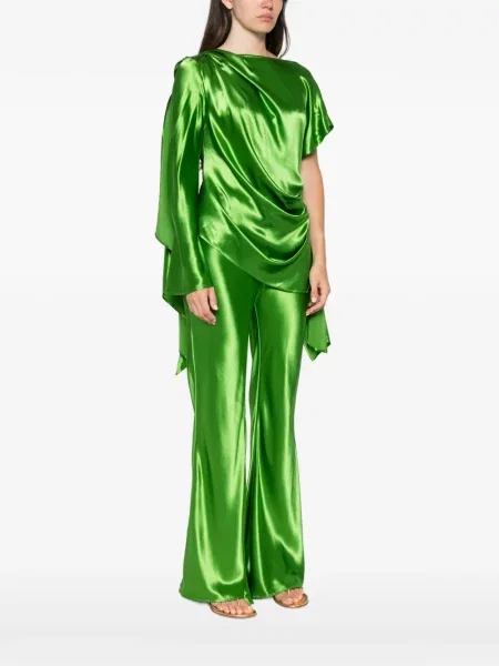 Bluză Erika Cavallini asimetrică drapată verde