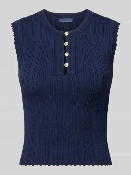 Dzianinowy top Guess granatowy