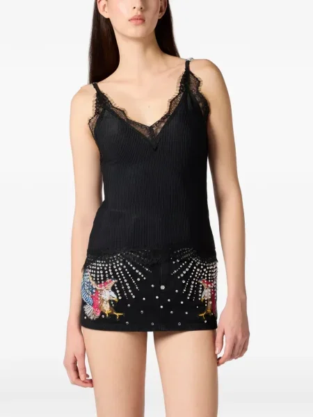Top Philipp Plein din dantelă negru