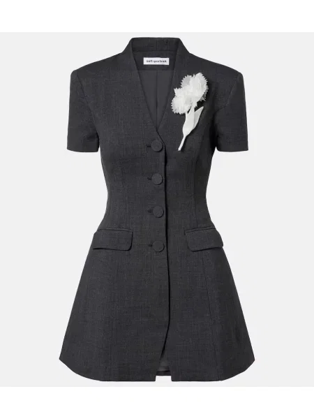 Rochie Self-portrait cu model floral gri