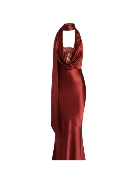 Rochie maxi Retrofete din dantelă roșu