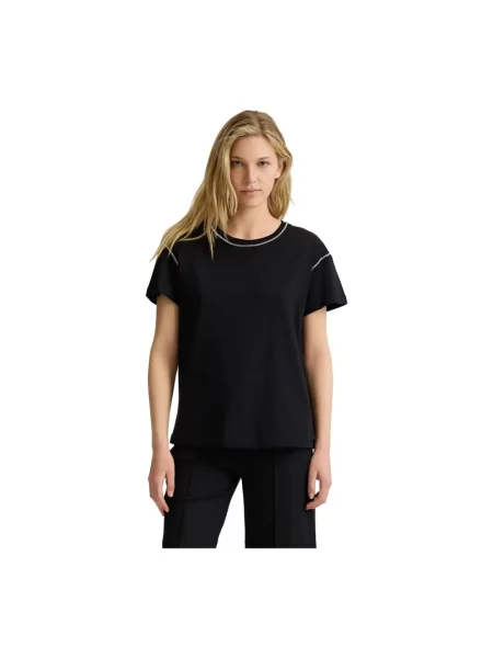 Koszulka z nadrukiem Liu Jo z kryształkami czarna