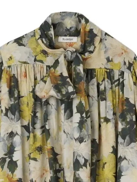Rochie midi Rodebjer cu model floral cu imagine galben