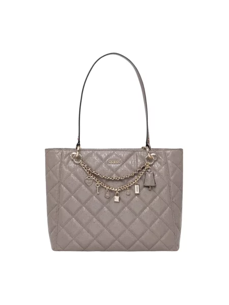 Guess torebka shopper LIBBY beżowa