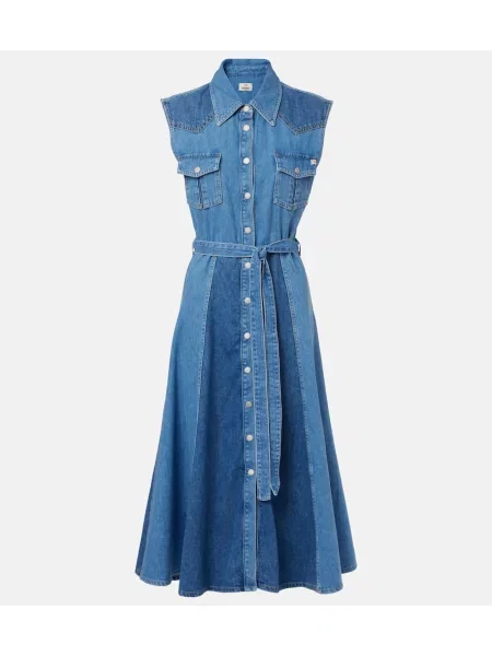 Térdig érő öltöny denim ruha Ag Jeans kék