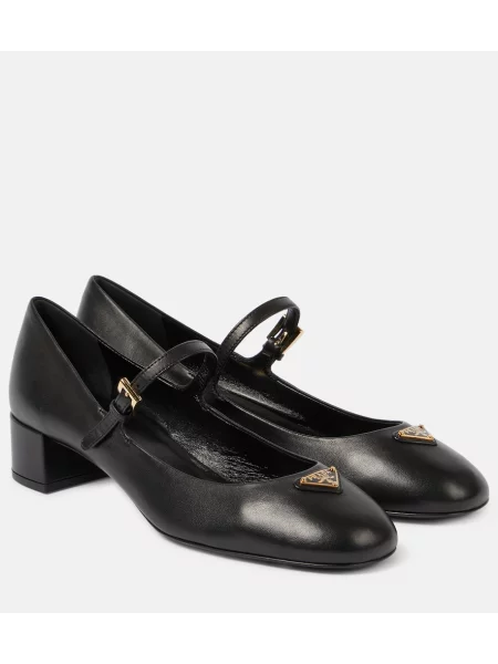 Usnjene salonarji Prada črna