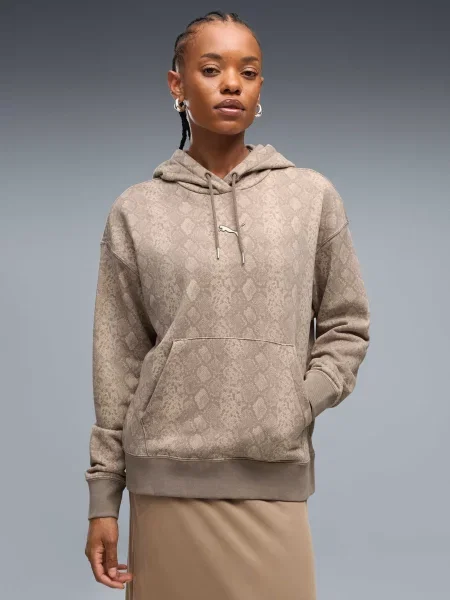 Худи Puma со змеиным принтом бежевое